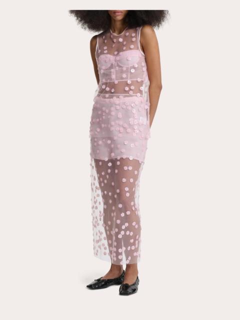 Utania Floral Sequin Sheer Tulle Sleeveless Top