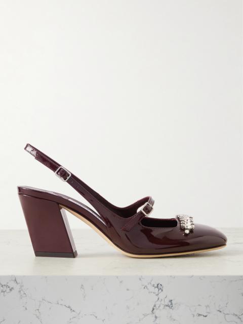 Belinda 70 Crystal-embellished Patent-leather Slingback Pumps