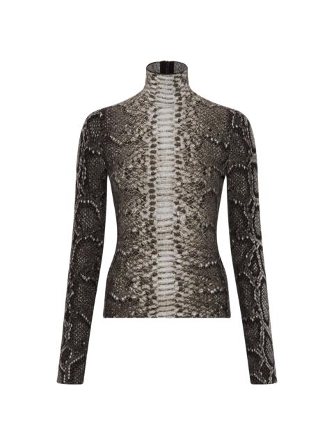 Beda Knit Turtleneck in Greyscale Cashmere Silk