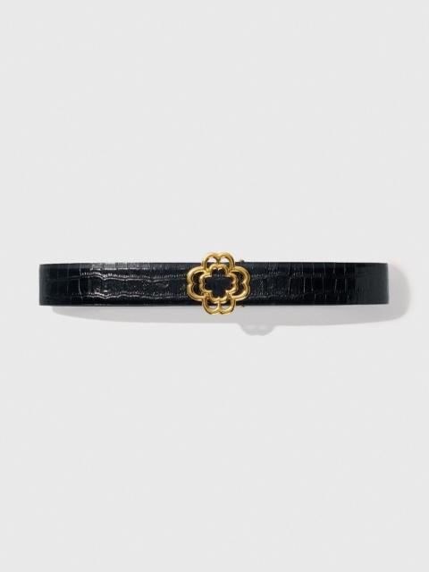 Croc-effect leather double M belt