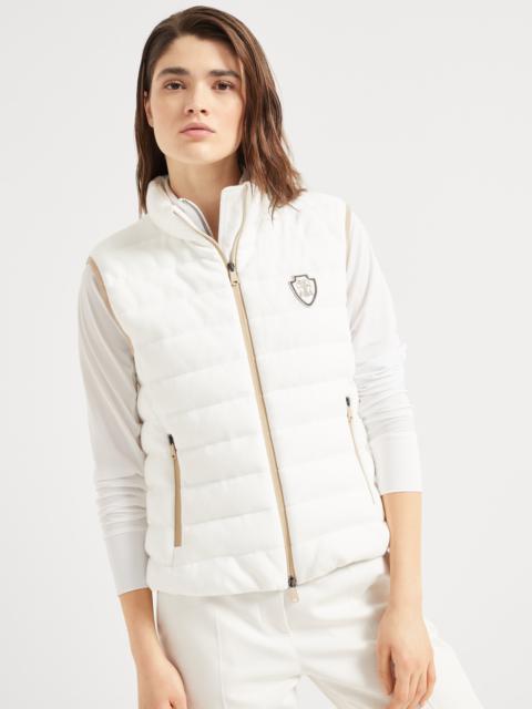 Techno cotton piqué down vest with logo