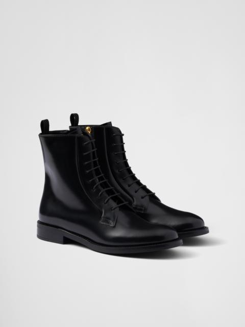 Brushed leather ankle boots