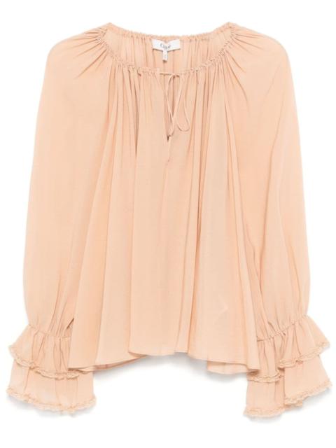 gathered-detail silk blouse