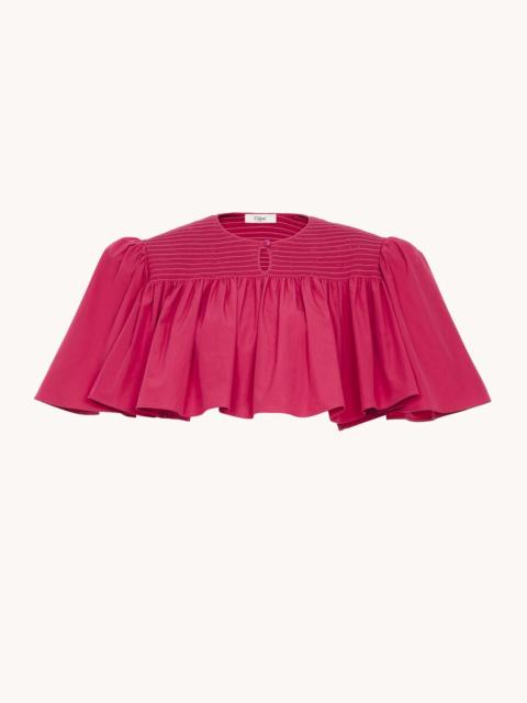 GATHERED CROPPED TOP IN COTTON POPLIN
