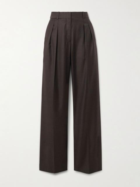 Sbiru pleated wool-twill straight-leg pants Light brown