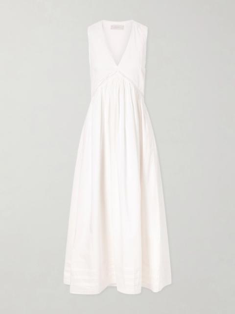 Fiora Lace-trimmed Cotton Midi Dress