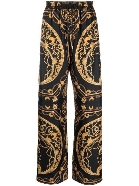Ornament Jewellery-print silk trousers