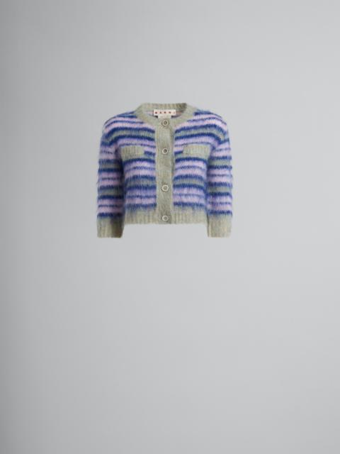 CROPPED MOHAIR CARDIGAN WITH LILAC STRIPES