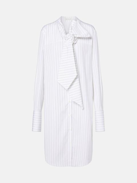 Striped tie-neck cotton minidress