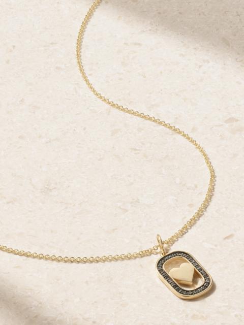 Heart Open Icon Charm 14-karat Gold Diamond Necklace