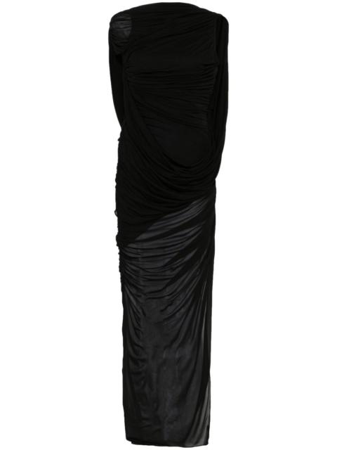 draped backless gown