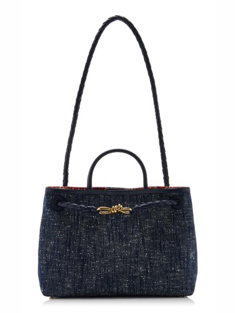 Medium Denim Boucle Shoulder Bag blue