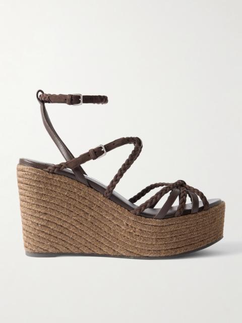 Nyra 110 Braided Suede And Leather Espadrille Wedge Sandals