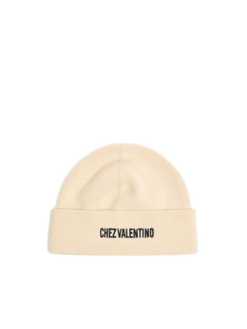 embroidered ribbed beanie