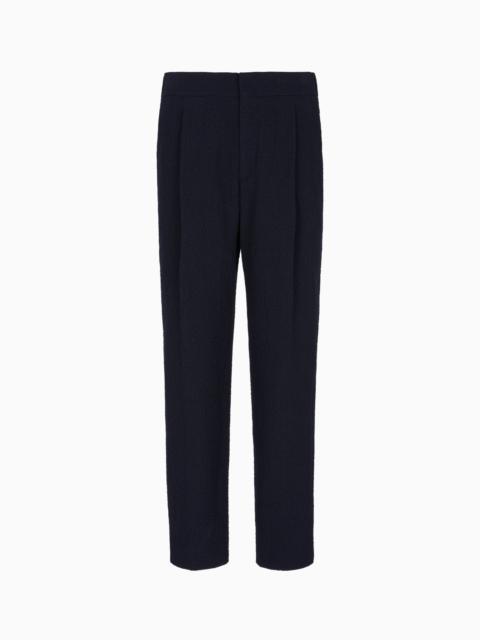 SINGLE-PLEAT VIRGIN-WOOL SEERSUCKER TROUSERS
