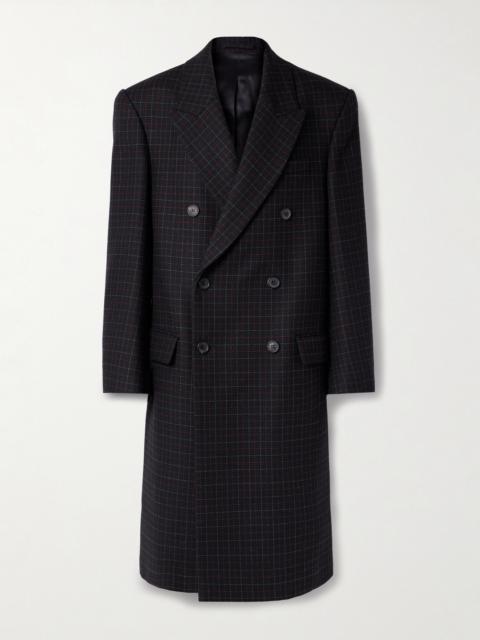 Double-breasted Checked Wool Coat