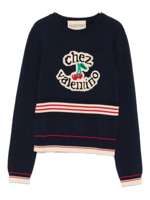 cherry-embellished crew-neck sweater