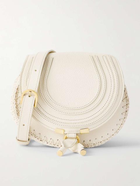 Marcie textured-leather and crocheted cotton shoulder bag