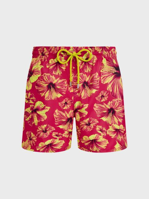 MEN ULTRA-LIGHT AND PACKABLE SWIM SHORTS MACRO HIBISCUS