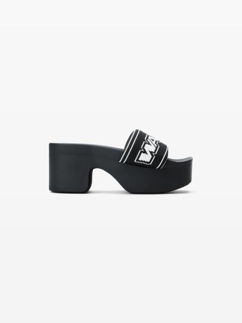 black logo platform sandals