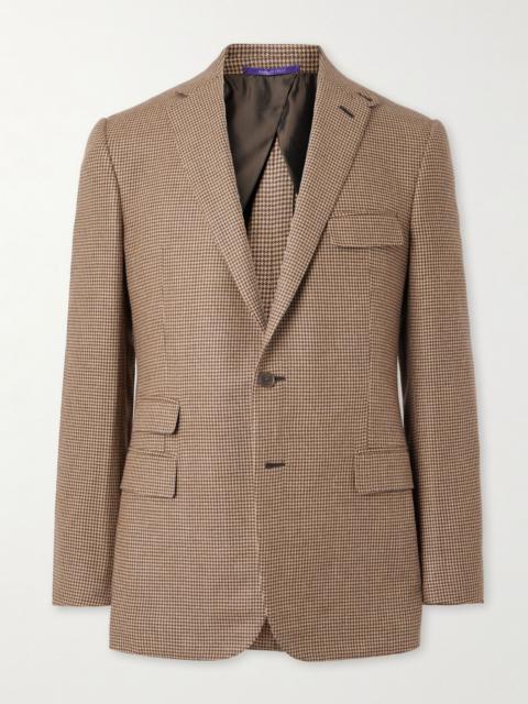 Slim-Fit Puppytooth Wool, Silk and Cashmere-Blend Blazer Tan
