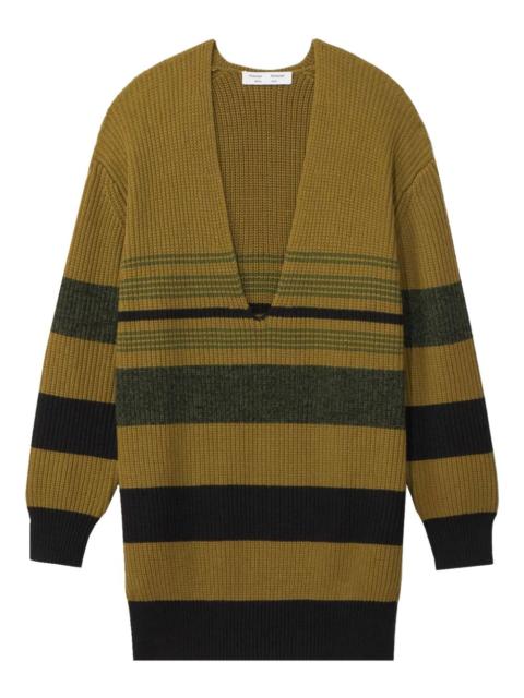 horizontal-stripe V-neck jumper