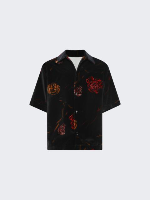 Floral Velvet Camp Shirt Black