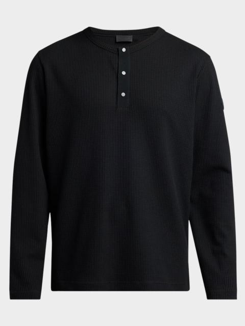 Men's Waffle Knit Long-Sleeve Henley T-Shirt