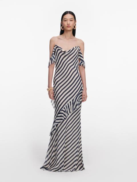 Navy Stripe Georgette Maxi Dress