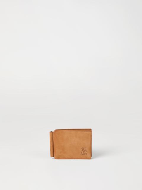 Nubuck money clip wallet