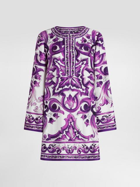 Majolica-print twill dress