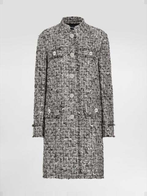 Single-breasted raschel tweed coat