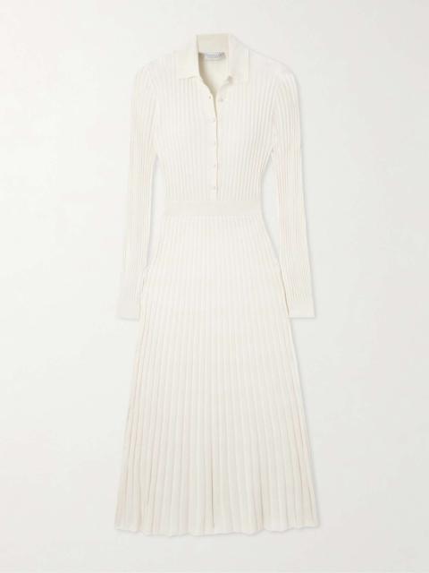 Ardor ribbed cashmere and silk-blend midi dress Ivory