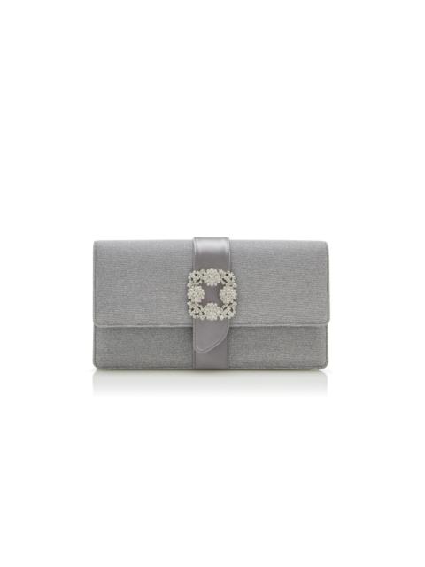 Silver Glitter Jewel Buckle Clutch