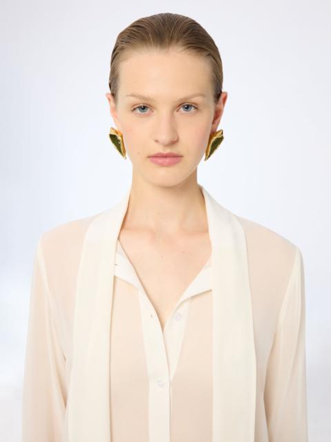 Khaki Calla Flower Clip Earrings