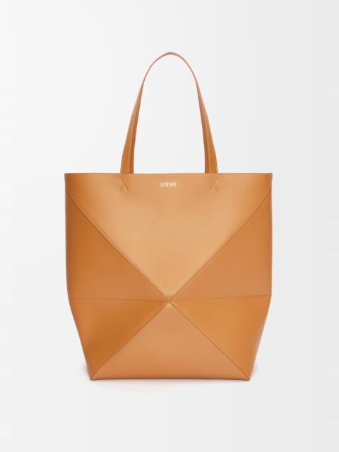XL Puzzle Fold Tote in shiny calfskin