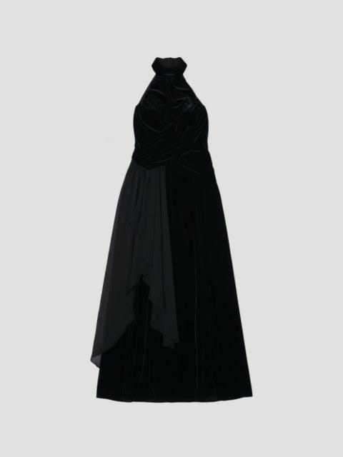 Petite Velvet Cross Front Woven Maxi Dress