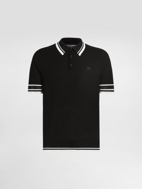 Silk piqué polo shirt