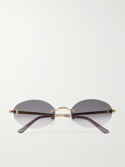 Double C Rimless Oval-frame Gold-tone Sunglasses