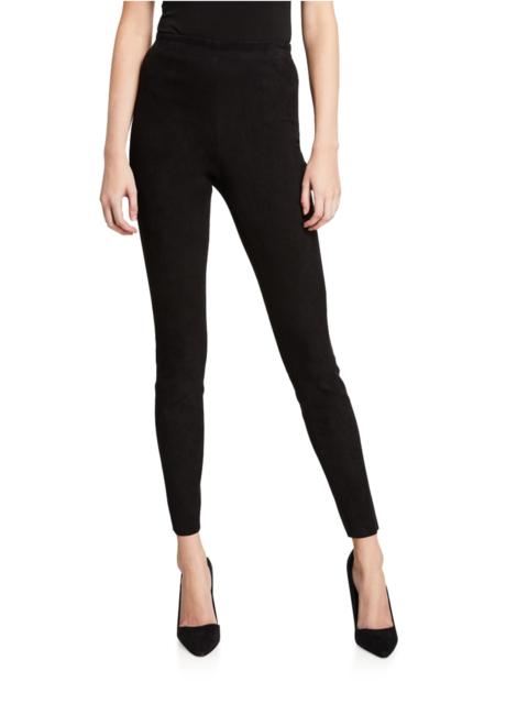 Maddox Suede High-Waist Side-Zip Leggings
