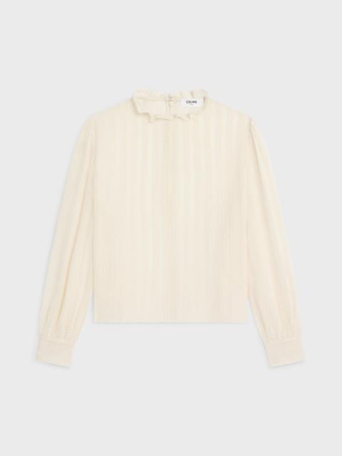 cropped blouse in muslin, cotton and wool