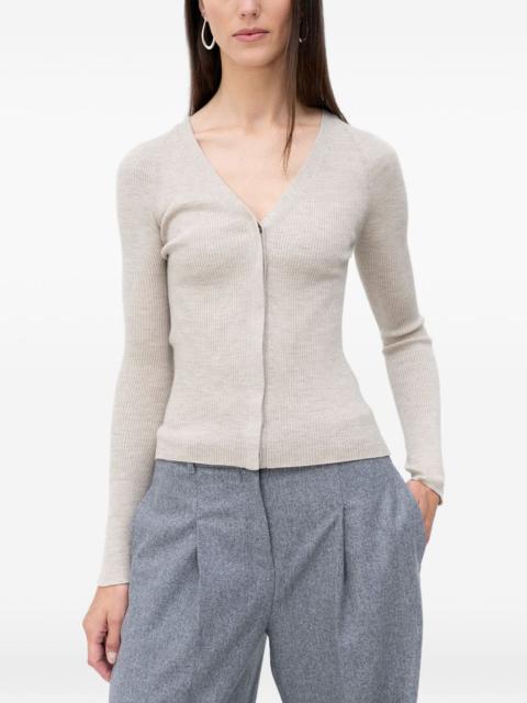 ribbed V-neck cardigan