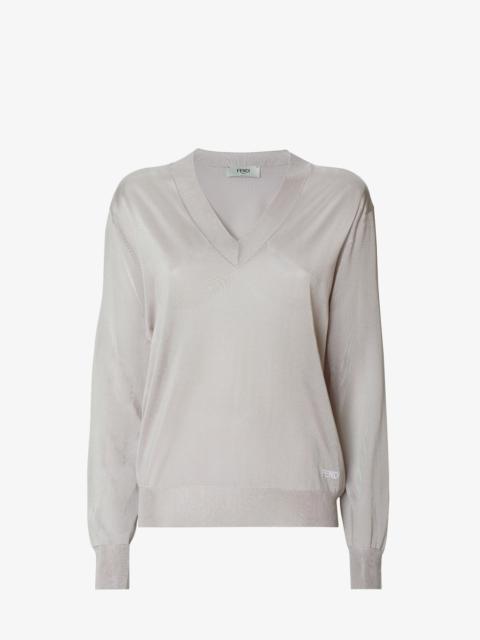 Sweater Light gray shiny viscose sweater