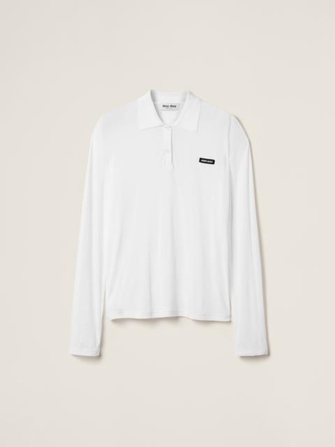 Ribbed jersey polo shirt