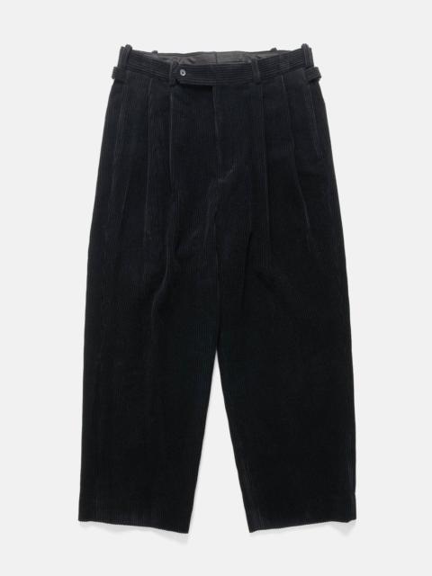 Wool Corduroy Wide Tapered Trousers Black