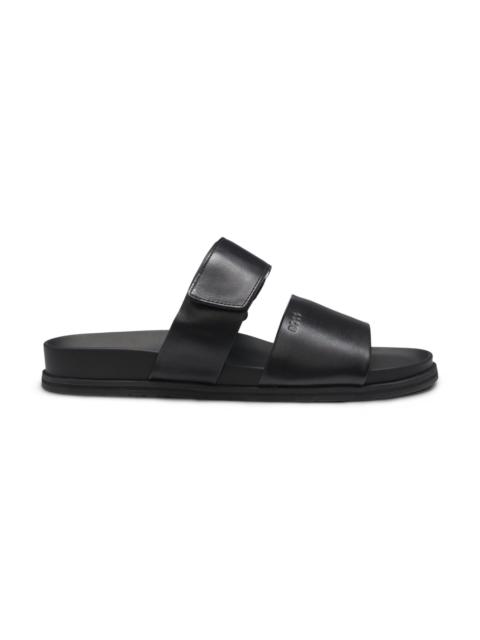 LEATHER SLIDES WITH RIPTAPE STRAP