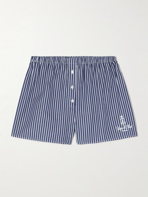 Vendome Mini Boxer Embroidered Striped Cotton Shorts