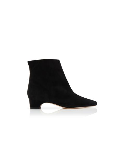 Black Suede Block Heel Ankle Boots