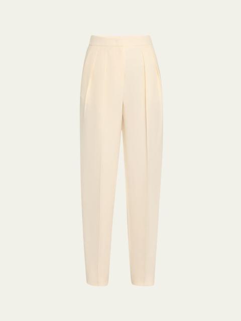 Pleated Cady Straight-Leg Tuxedo Trousers