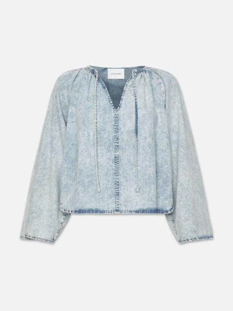 V-Neck Shirred Blouse in Aries